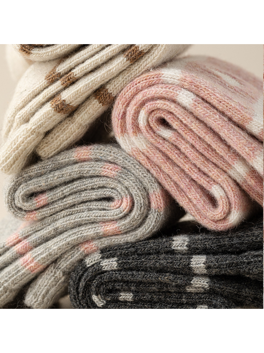Close-up of heathered knit texture and contrasting stripes