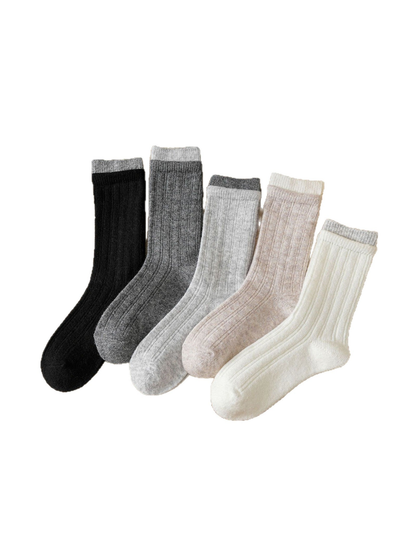 Five ribbed crew sock colors with contrasting double cuffs