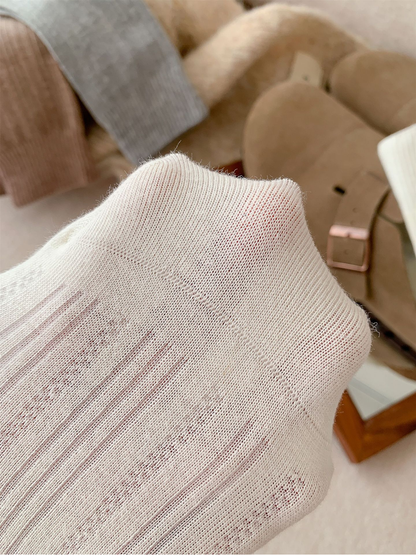 Close-up of the shaped heel seam and fine ribbed texture