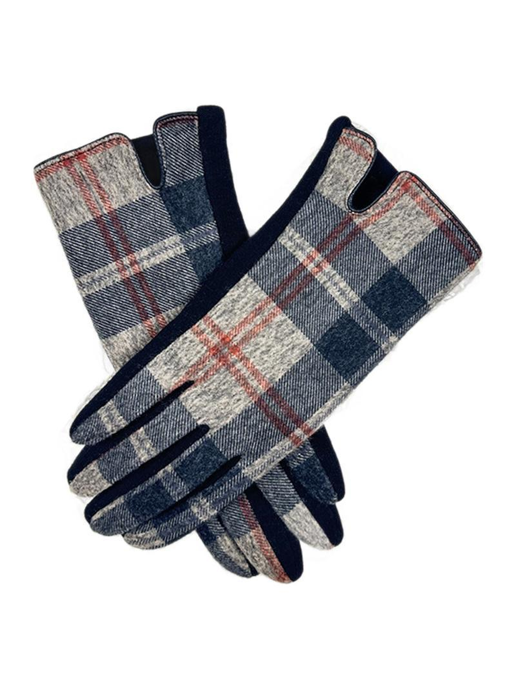 Plaid gloves crossed on a white background