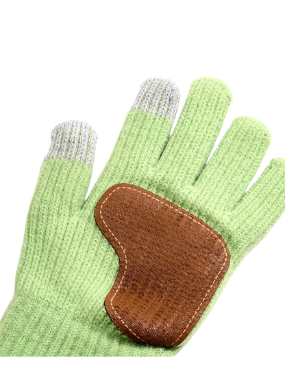 Close-up of the contrasting palm patch and ribbed glove texture