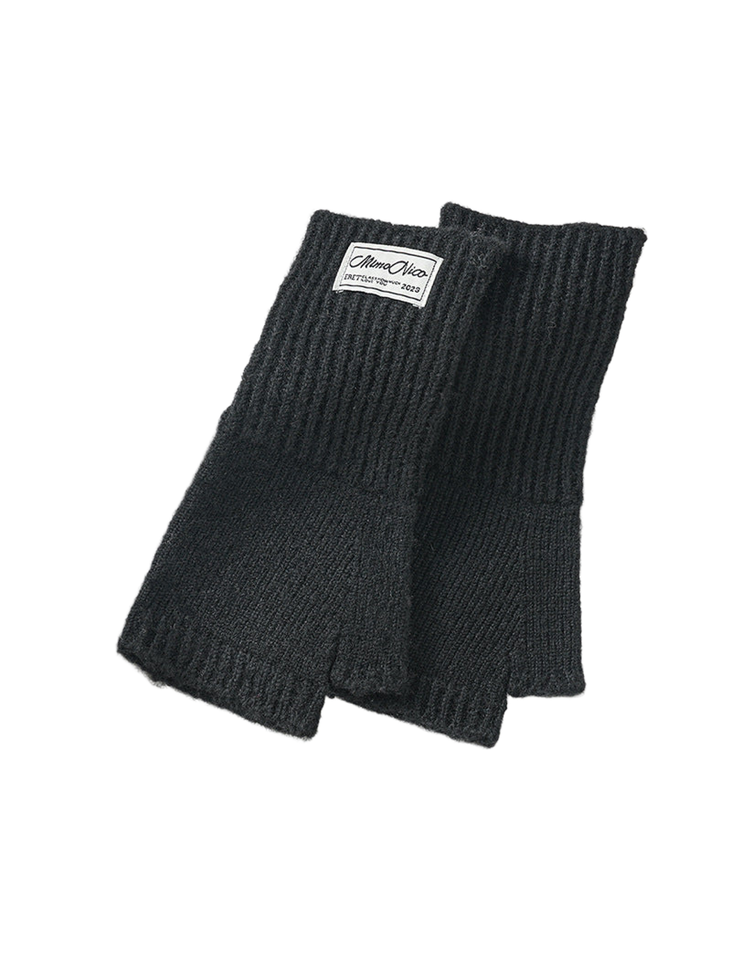 Black fingerless gloves with extended ribbed cuffs