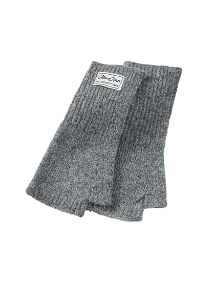 Dark gray fingerless gloves with extended ribbed cuffs