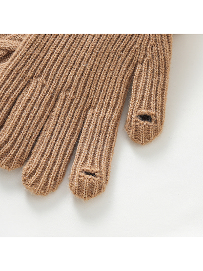 Close-up of slit openings near two ribbed glove fingertips