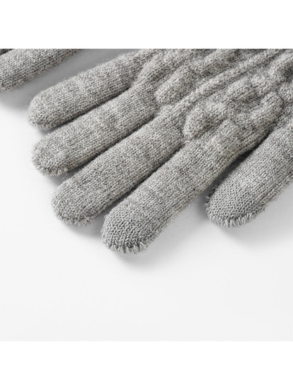 Close-up of the fine knit texture and rounded glove fingertips