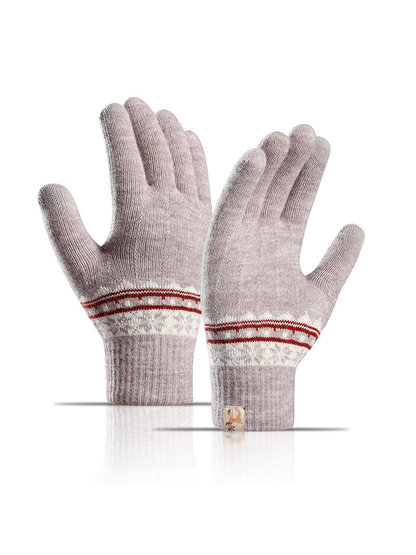 Heather purple patterned gloves with extended ribbed cuffs