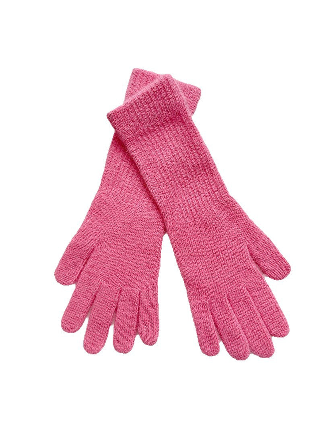 Fuchsia five-finger gloves with extended ribbed cuffs