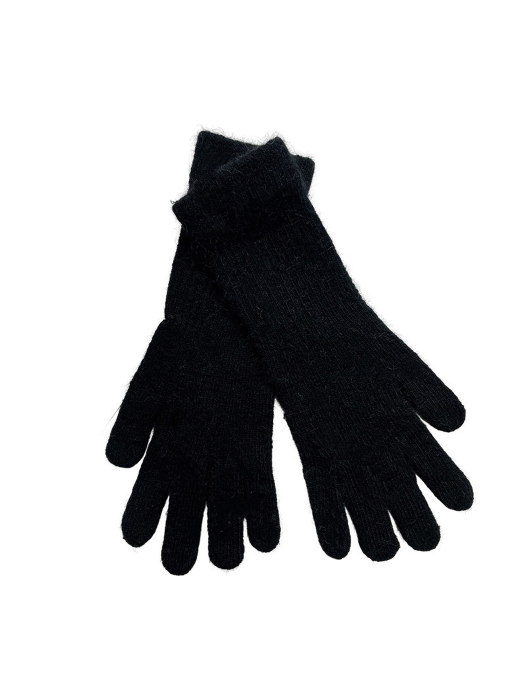 Black five-finger gloves with extended ribbed cuffs