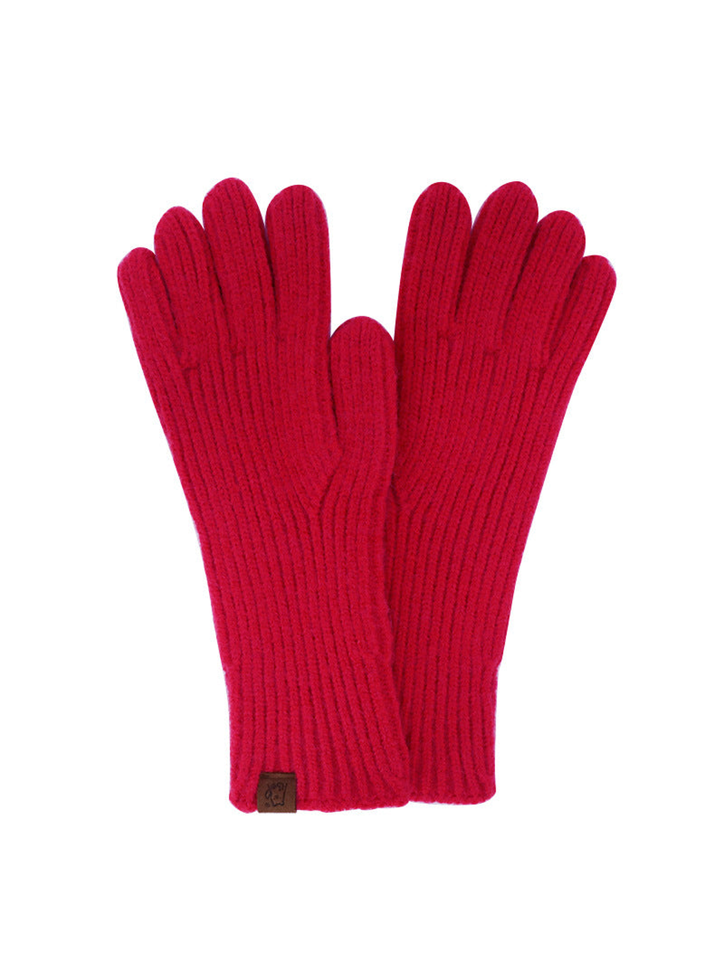 Red ribbed knit gloves with extended cuffs