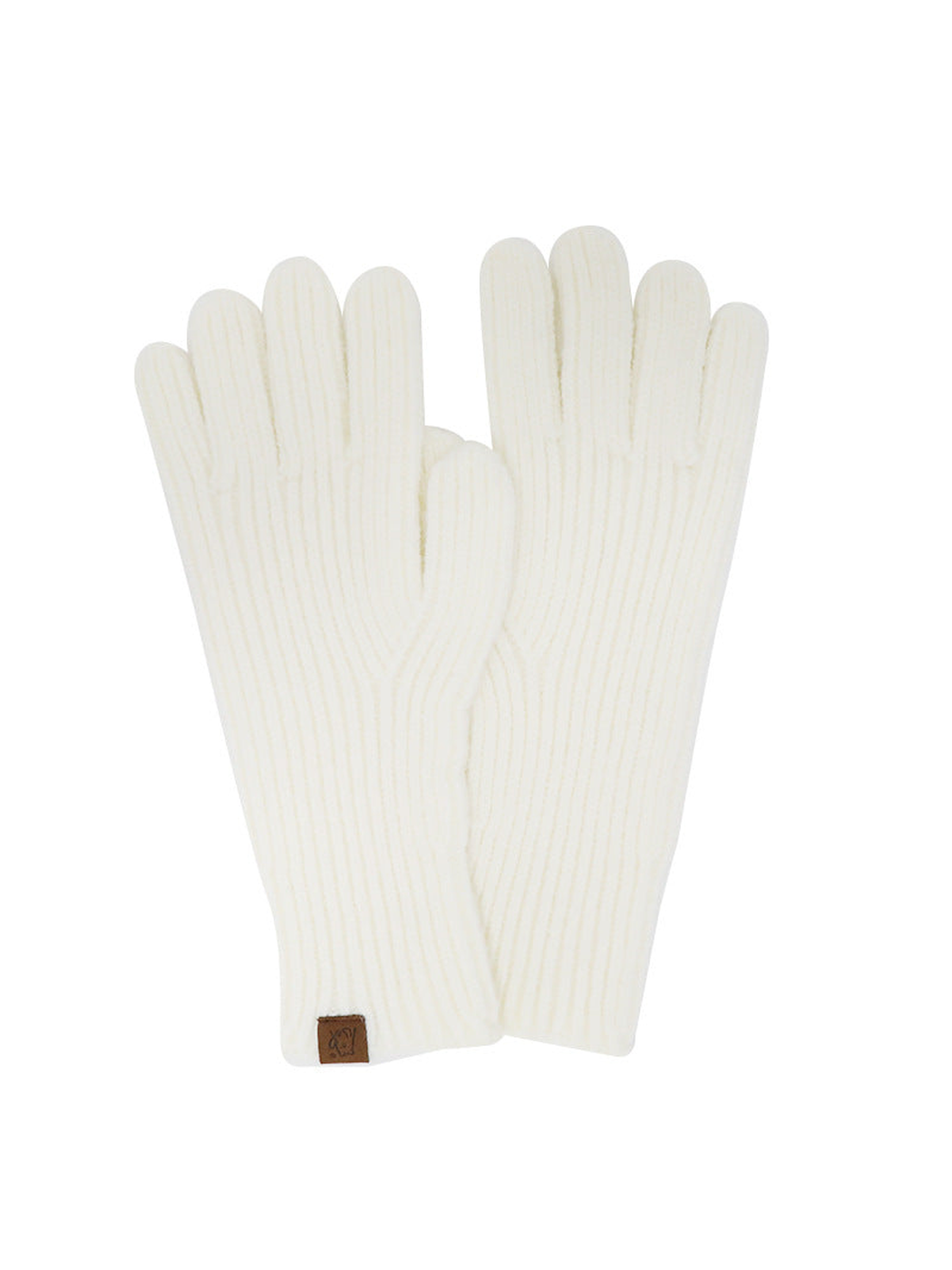 Ivory ribbed knit gloves with extended cuffs