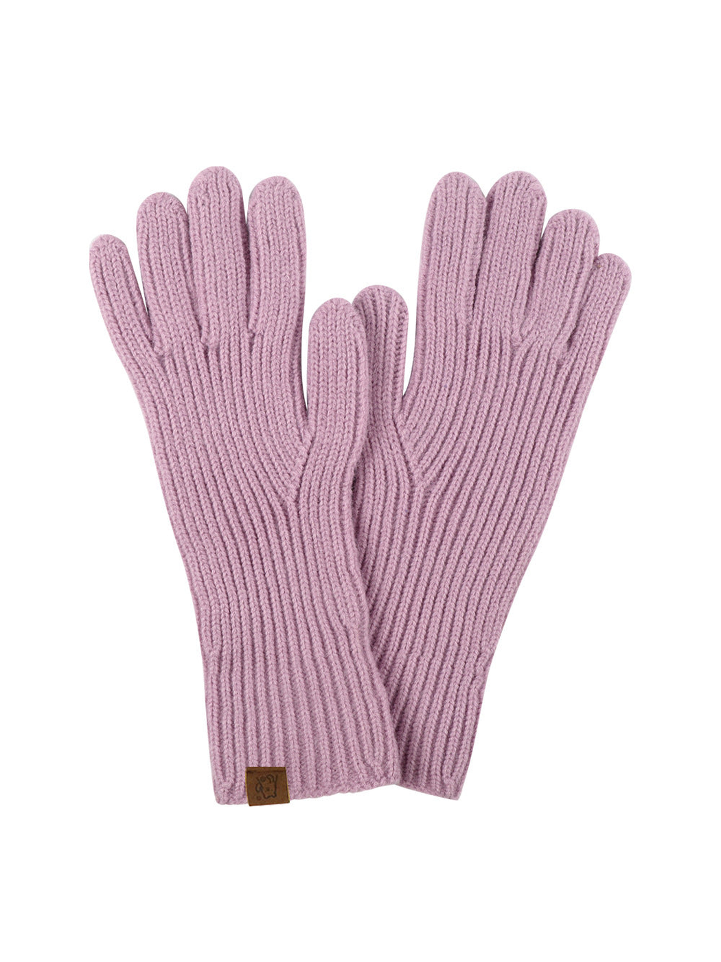 Light purple ribbed knit gloves with extended cuffs