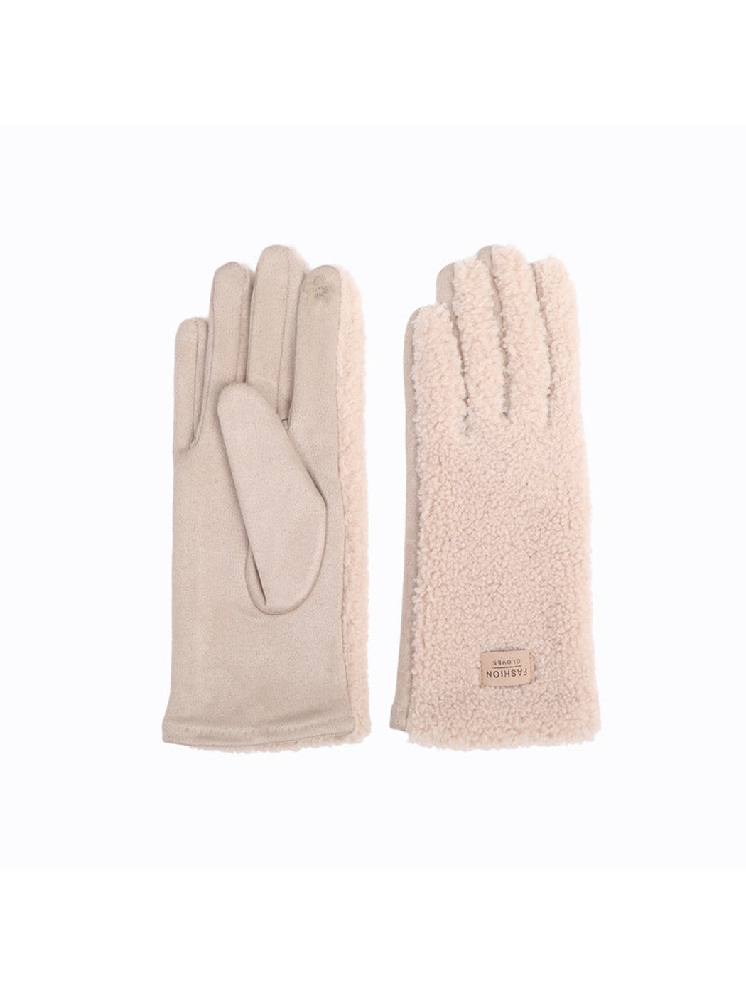Beige gloves with textured backs and smooth palms