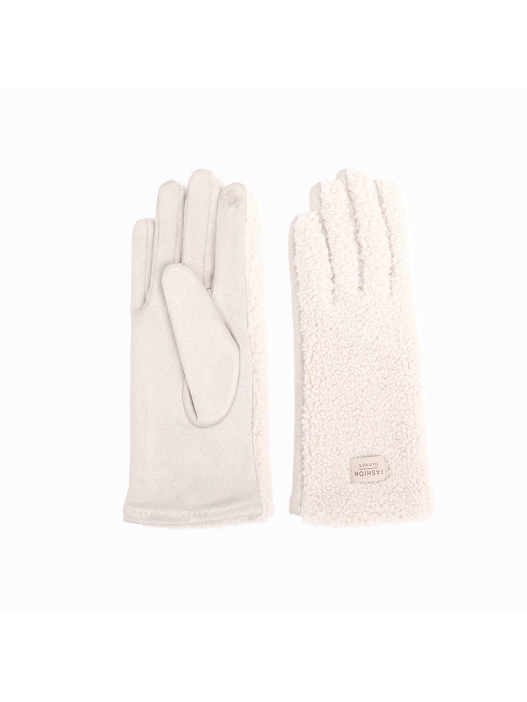 Ivory gloves with textured backs and smooth palms