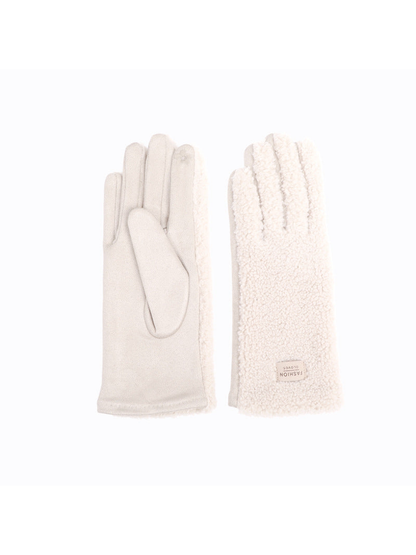 Ivory gloves with textured backs and smooth palms