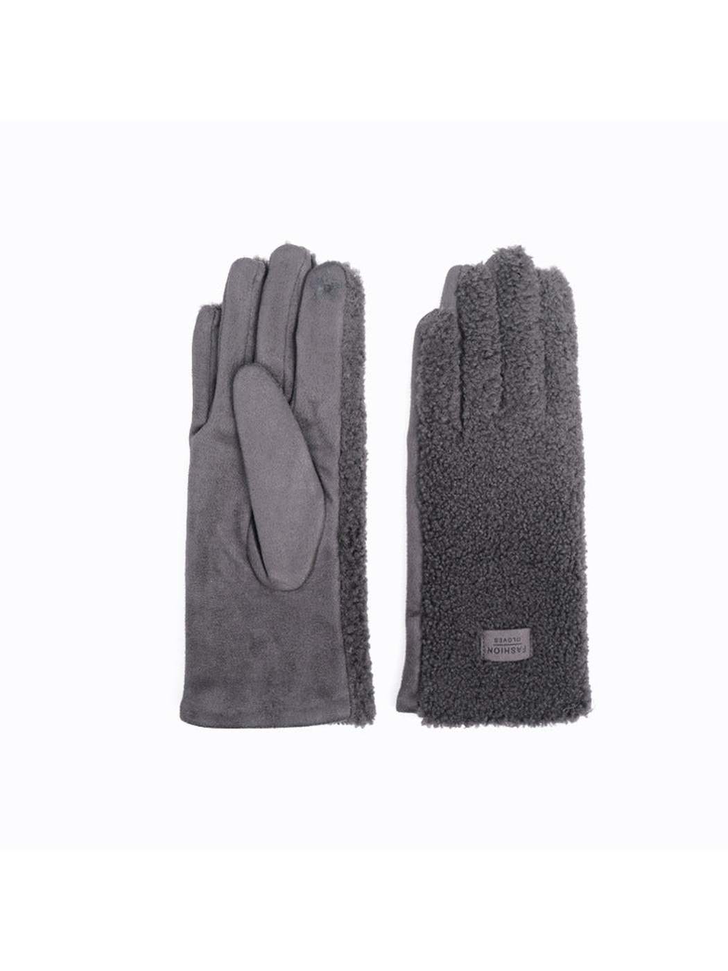 Dark gray gloves with textured backs and smooth palms