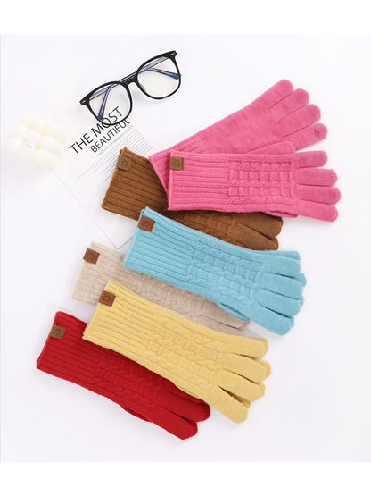 Six colors of textured gloves arranged together
