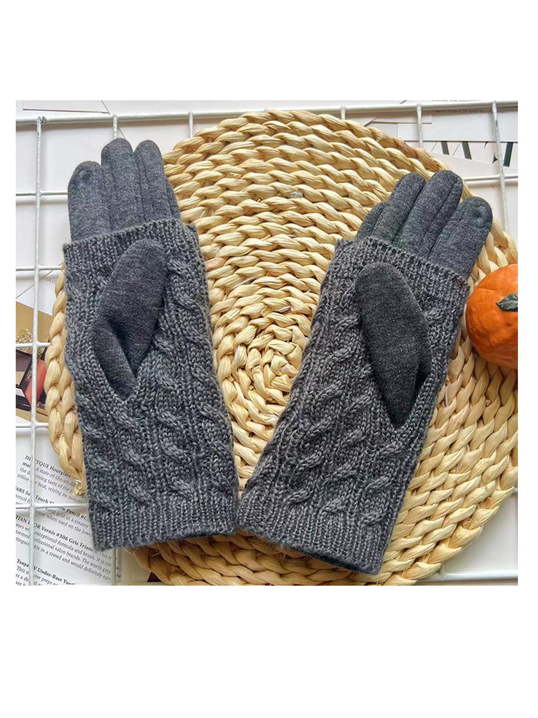 Dark gray layered gloves showing the palms and thumb openings