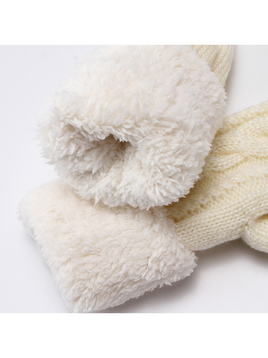 Close-up of the plush turned cuff and fuzzy wrist opening