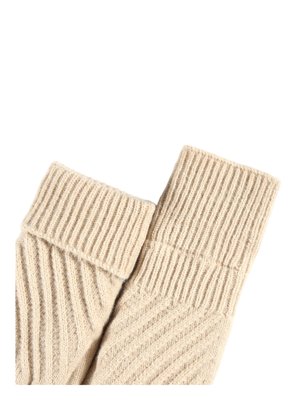 Close-up of the extended and folded ribbed glove cuffs