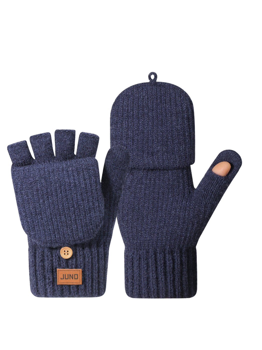 Navy convertible mittens with fold-back finger covers