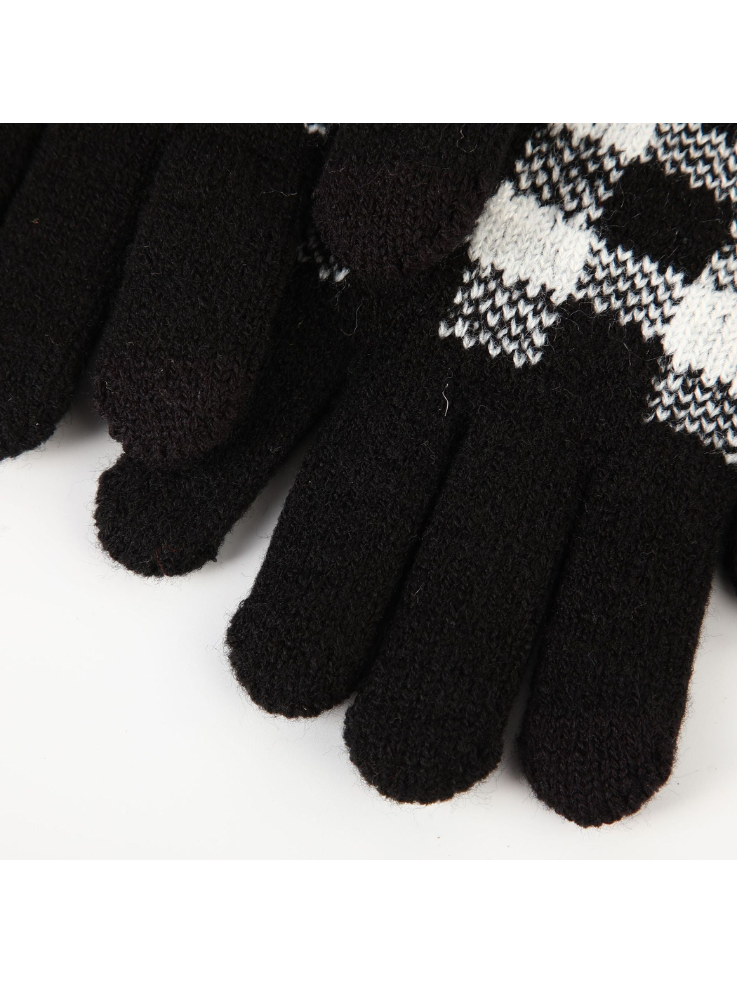 Close-up of the fuzzy glove texture and rounded fingertips