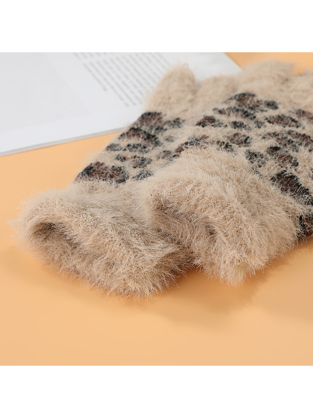 Close-up of the fuzzy glove cuffs and interior openings