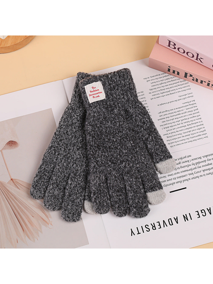 Charcoal heathered gloves with gray contrast fingertips