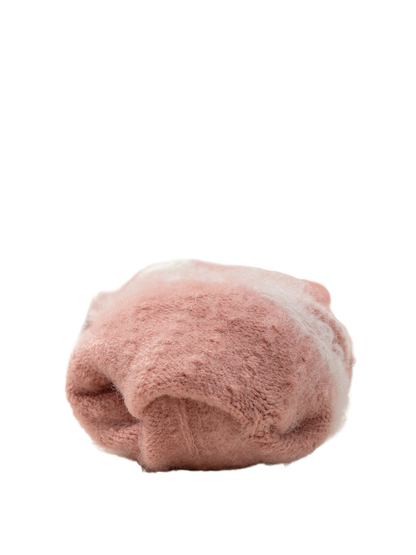 Close-up of the fuzzy interior edge and outer knit texture