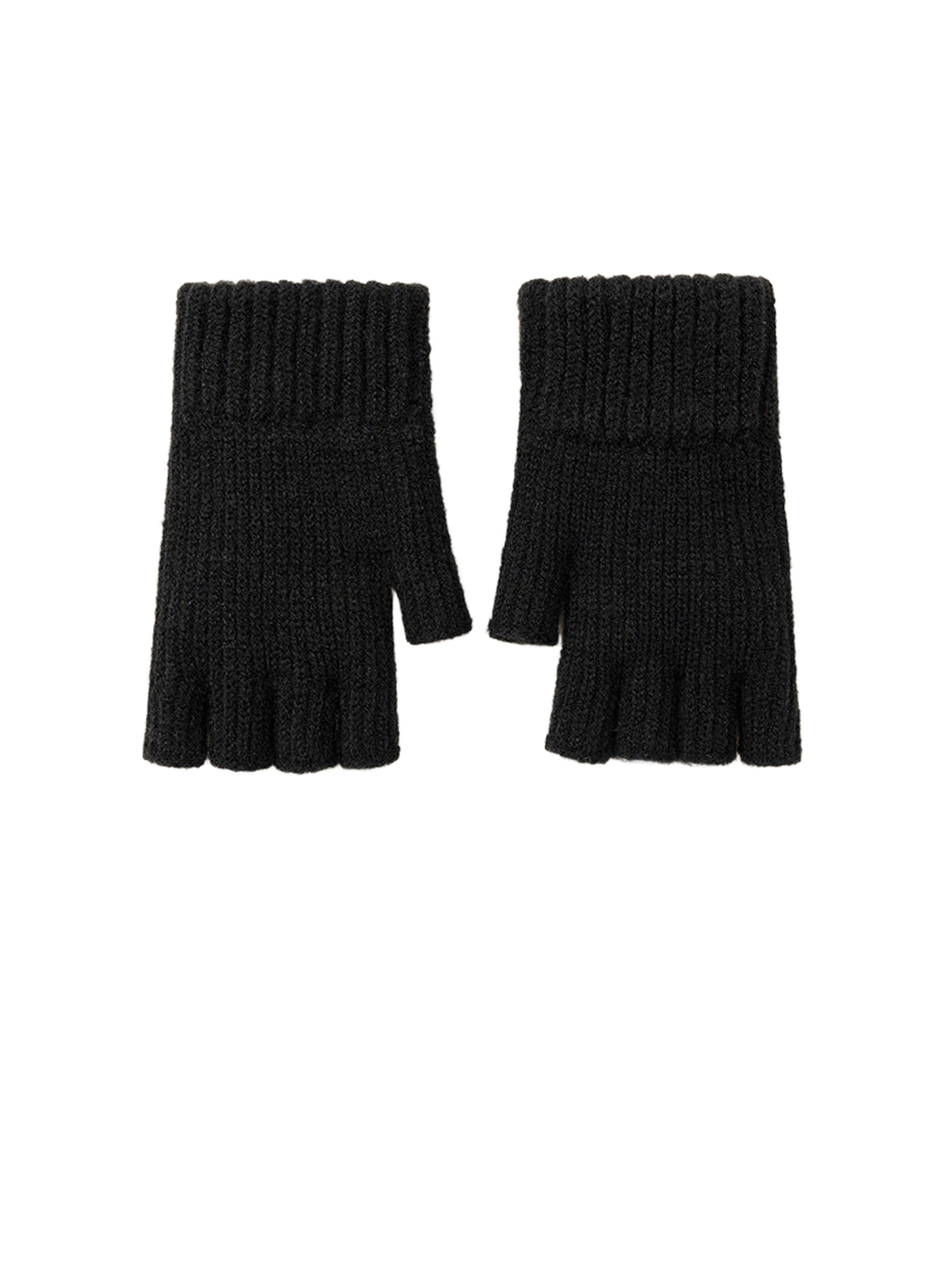 Black solid-color fingerless gloves, front view