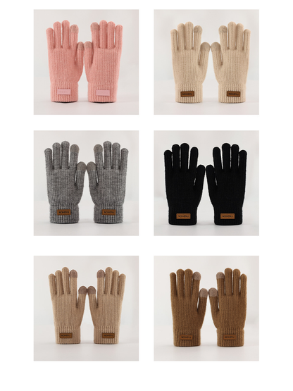 Multiple color options of ribbed gloves displayed together