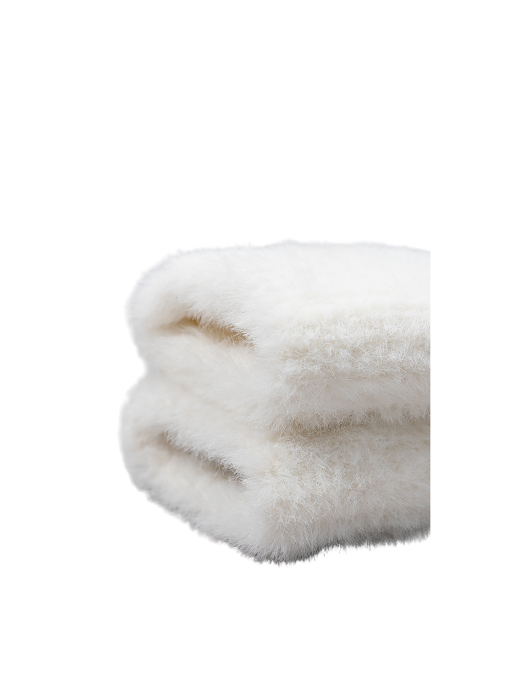 Close-up of the extended fuzzy cuff on a white glove