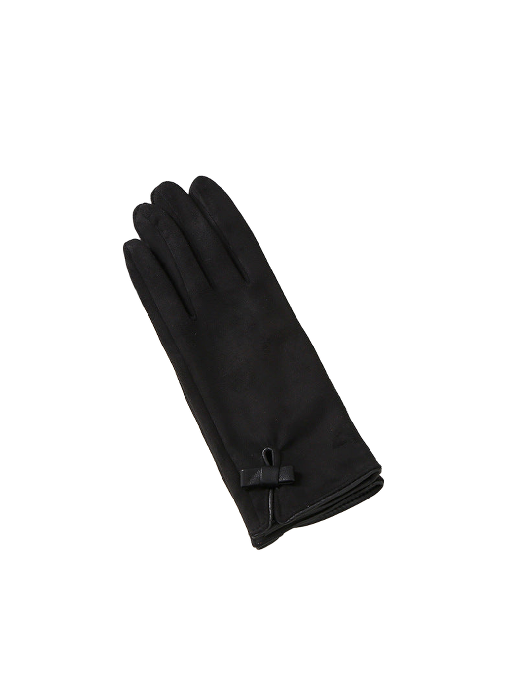 Black gloves with extended cuffs and small bow details