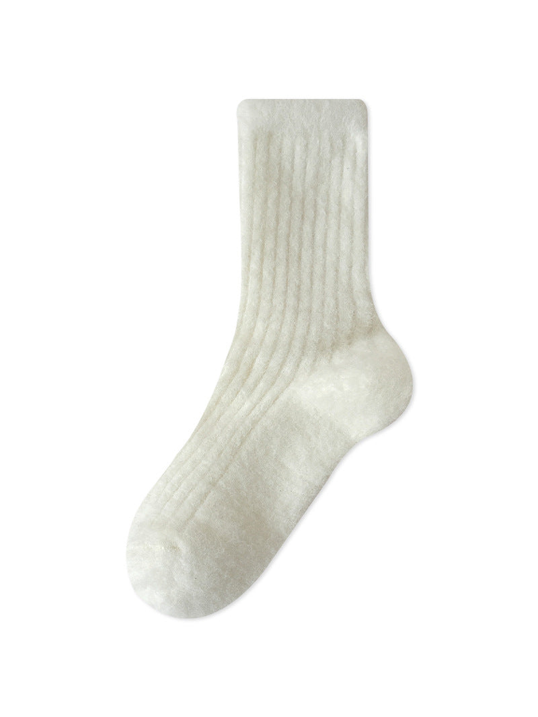 Solid ivory ribbed crew sock