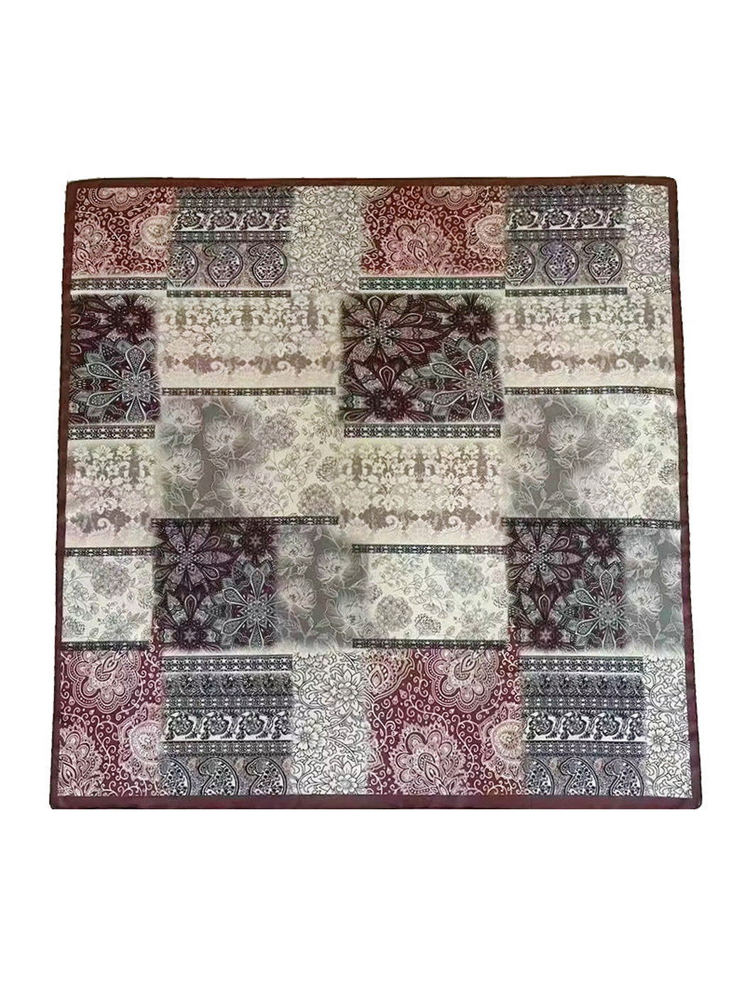 Multicolor square scarf with patchwork floral and paisley print