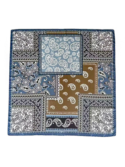 Multicolor square scarf with patchwork paisley and floral print