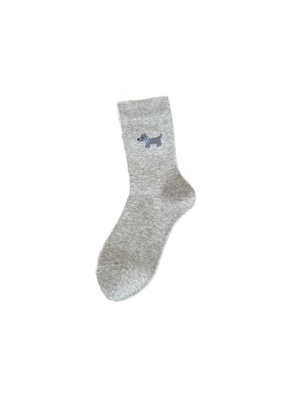Gray Dog crew sock with a small dog motif