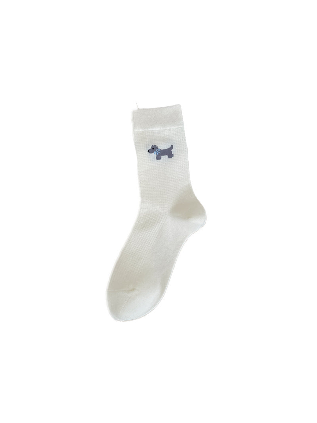 Ivory Dog crew sock with a small dog motif