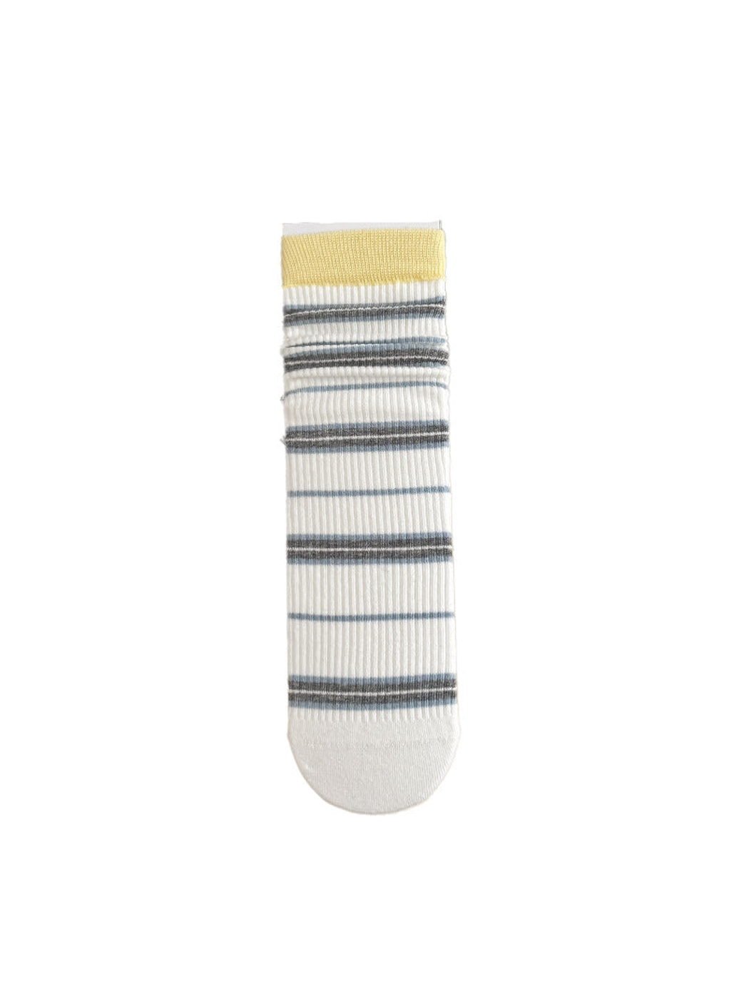 Yellow Cuff striped crew sock on a white background