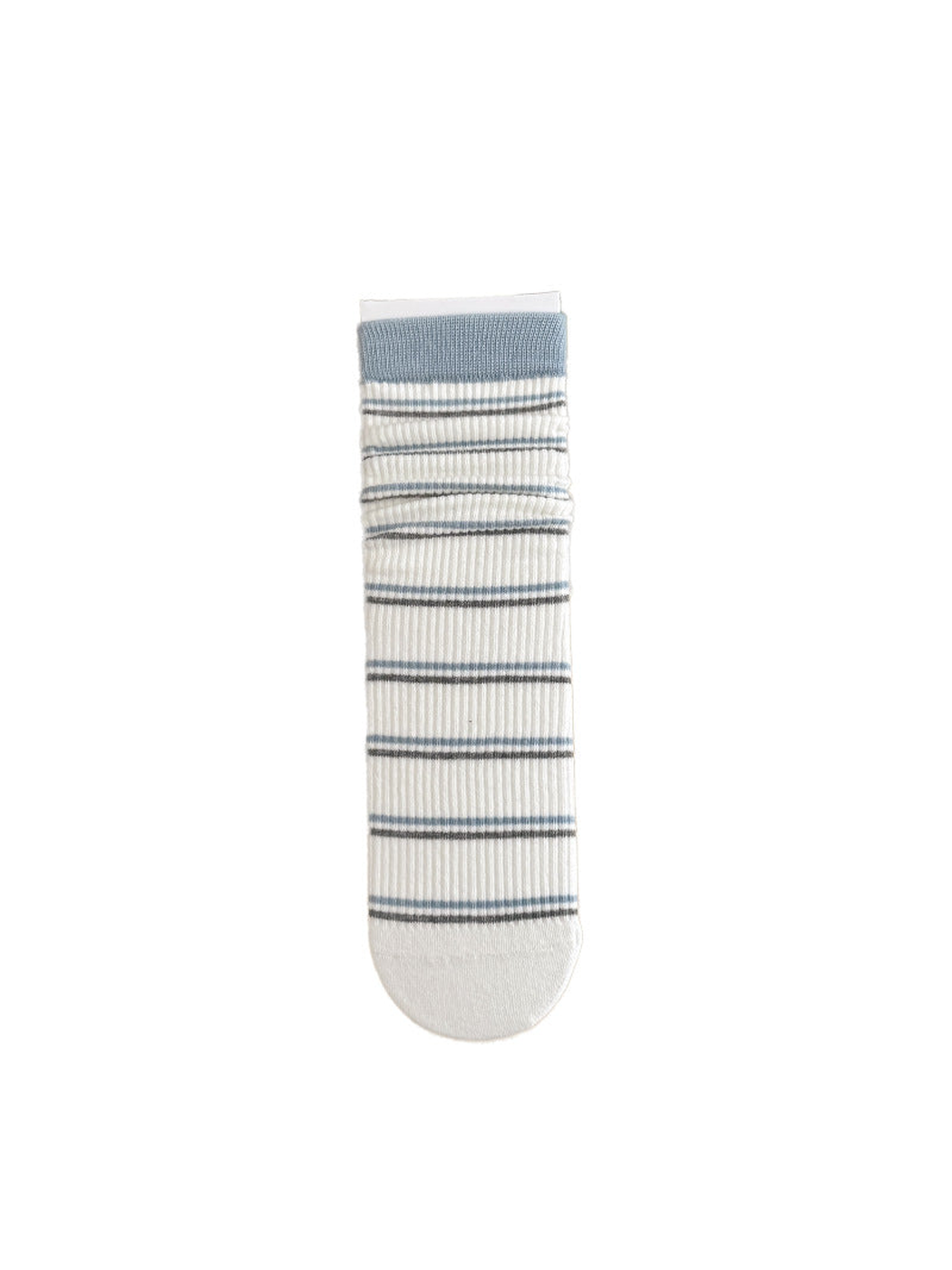 Blue Cuff striped crew sock on a white background
