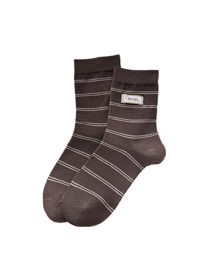 Striped brown crew socks, product view