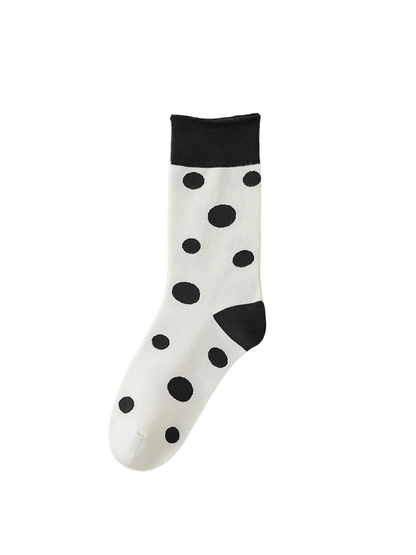 Black Dots crew sock with black polka dots and trim