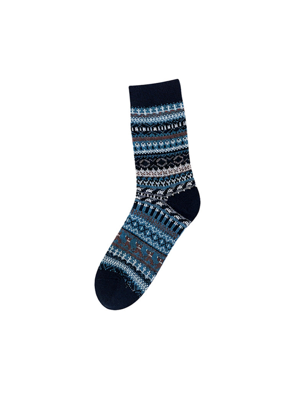 Black Gray geometric crew sock on a white background
