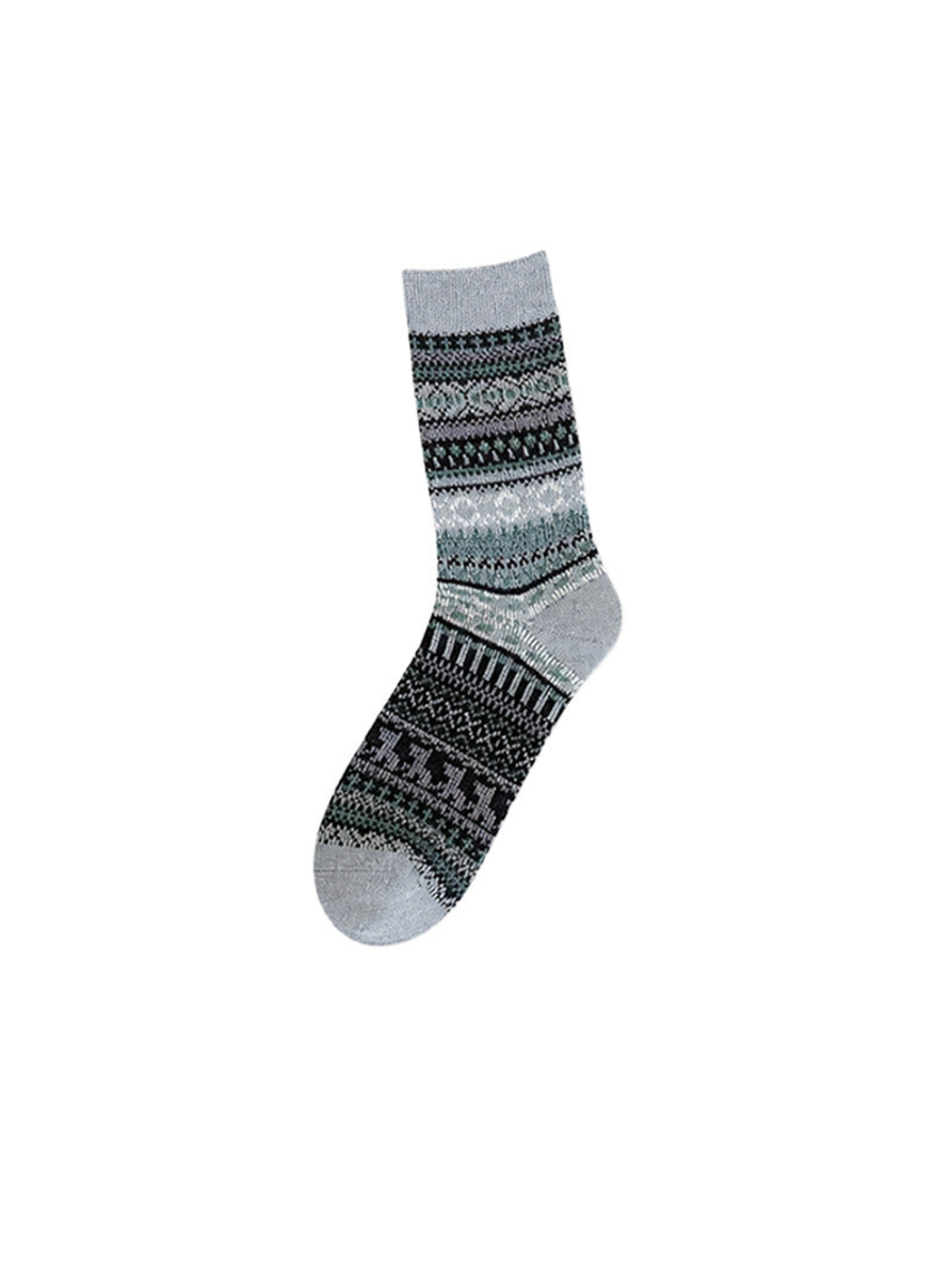 Light Gray geometric crew sock on a white background