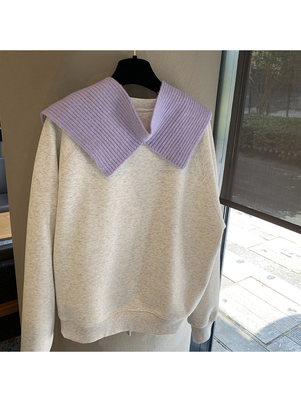 Back view of the Light Purple scarf with overlapping shoulder panels