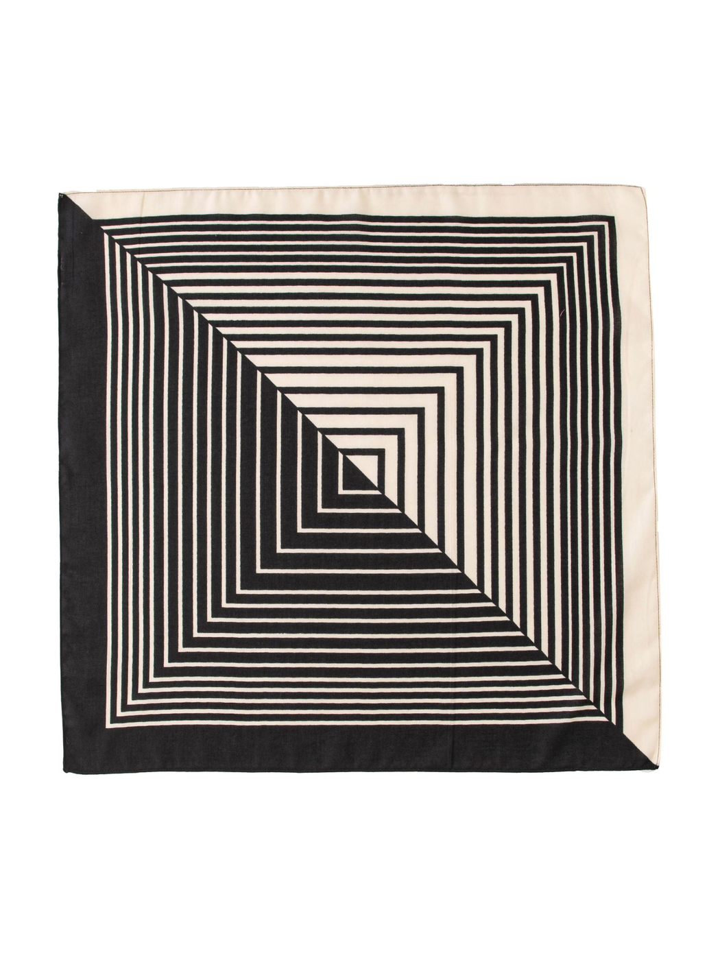 Black and ivory square scarf with nested geometric stripes, full view