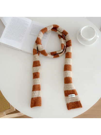 Orange-and-cream striped scarf