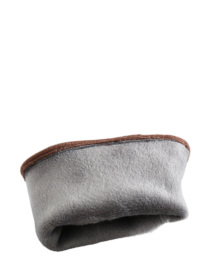 Close-up of the Gray glove cuff interior and fuzzy lining