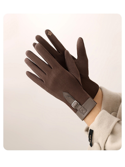 Dark Brown gloves shown from angled back and palm views