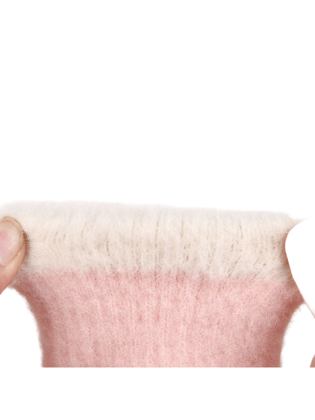 Close-up of the contrasting cuff on Light Pink gloves