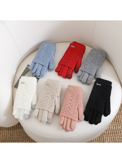 Openwork layered gloves in seven colors arranged together
